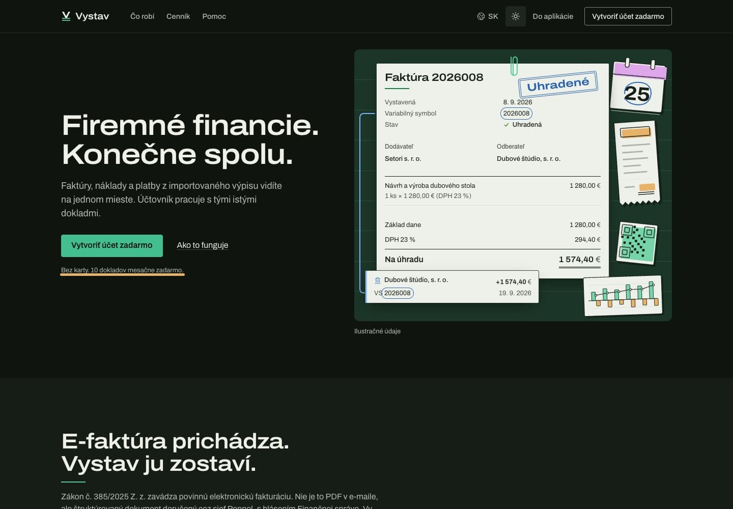 Ukážka hlavnej stránky vystav.sk